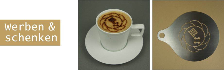 Meine Kaffeeschablone.de  Individuelle Cappuccino-Schablonen ab 1 Stueck -  Sonderanfertigung von Cappuccino-Schablonen mit Logo ab 1 Stück